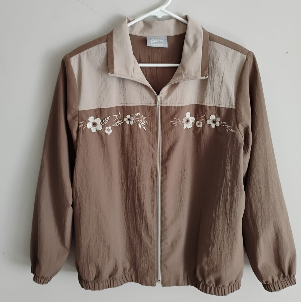 Blair Bomber Women's Tan Floral Embroidered Jacket